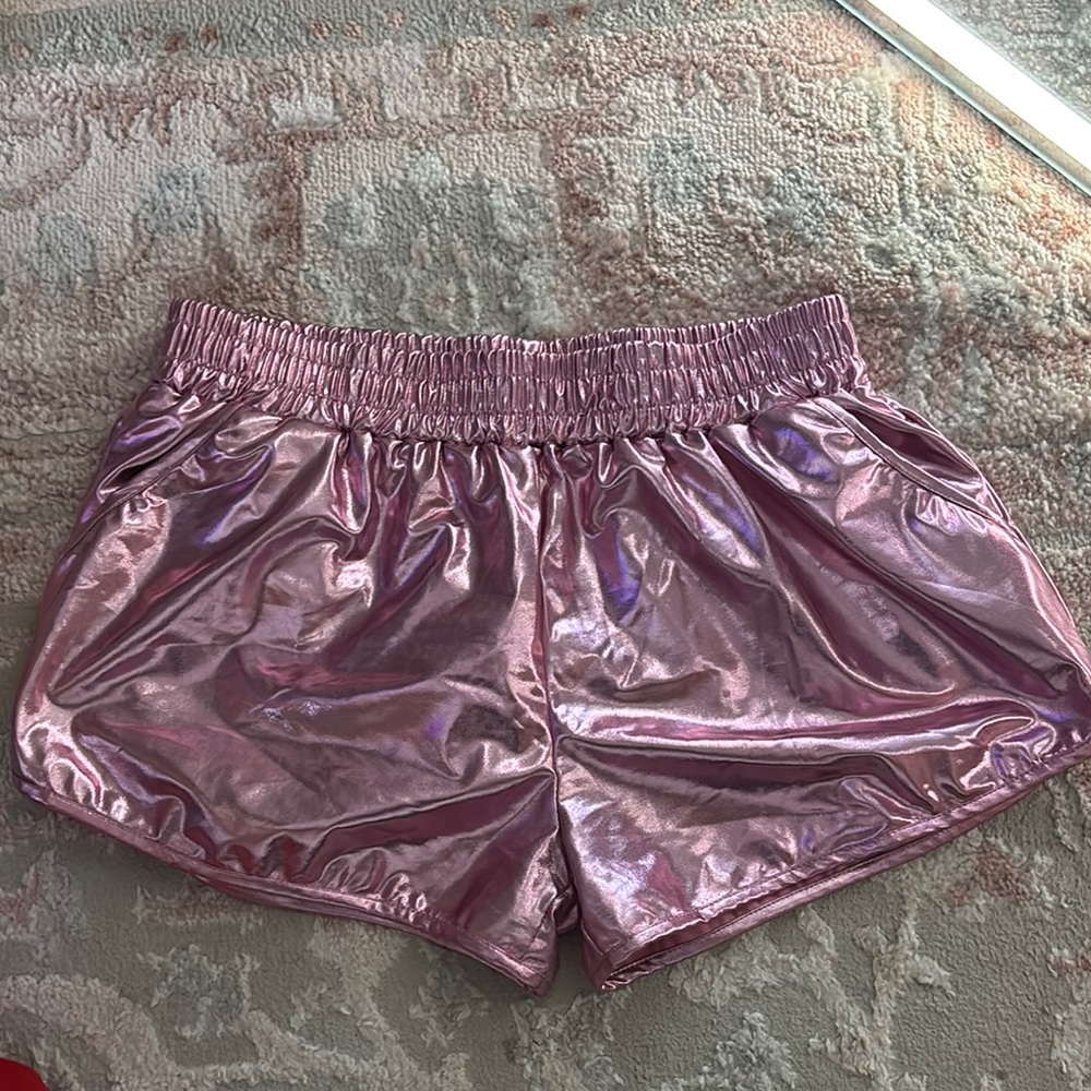 Shiny Pink Metallic Shorts